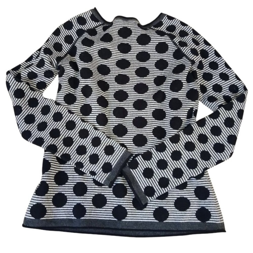 TITLE NINE Black/White Polka Dot Crew Neck Sweater - Picture 4 of 10